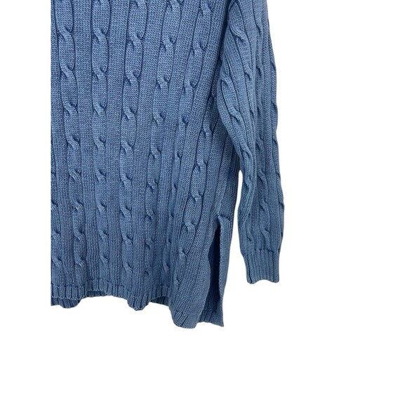 Polo Ralph Lauren Women’s Sweater L Distressed Blue Cable Knit V-Neck Preppy - Picture 3 of 11
